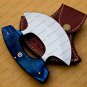 Handmade D2 Ulu Knife Chef Knife Heavy Duty D2 Handle Rose Wood + Leather Sheath