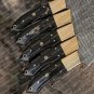 Custom Hand Made Damascus Chef Knife Set Brass Bolster Bull Horn Handle
