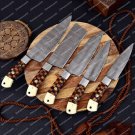 Handmade Damascus Chef Knife Set Steel Bolster With Bone & Dark wood Handle