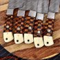 Handmade Damascus Chef Knife Set Steel Bolster With Bone & Dark wood Handle