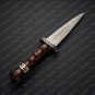 Damascus Dagger knife with Beautiful Wood Handle + Leather Sheath best Gift