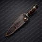 Damascus Dagger knife with Beautiful Wood Handle + Leather Sheath best Gift