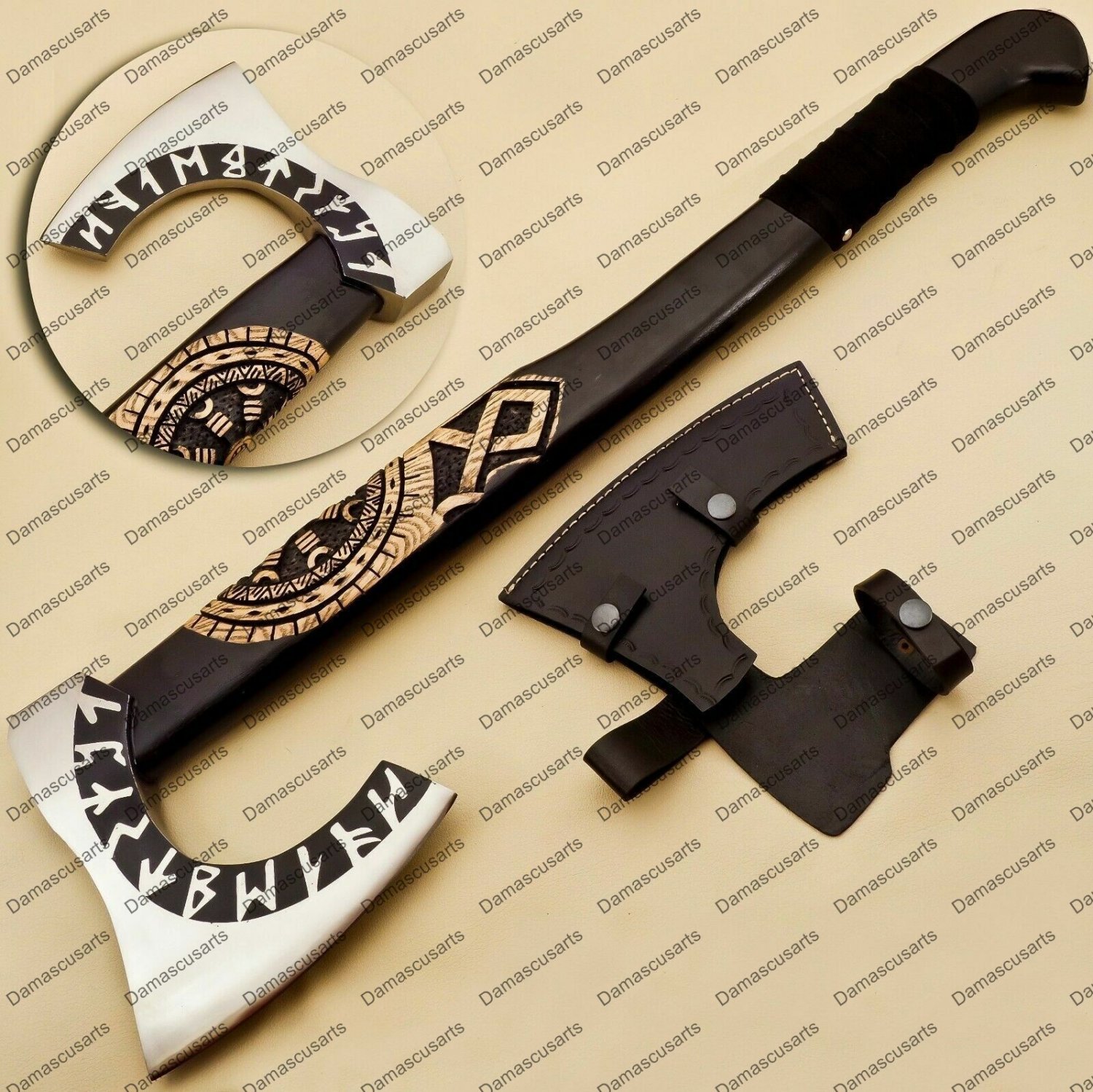 CUSTOM HAND FORGED CARBON STEEL VIKING,HATCHET, GIFT AXE, INTEGRAL SHEATH