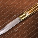 D2 tool Steel Folding Butterfly Knife Stainless Steel dye bone Inserts with Leather Sheath