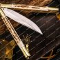 D2 tool Steel Folding Butterfly Knife Stainless Steel dye bone Inserts with Leather Sheath