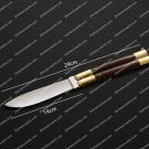 High Carbon Steel Folding Butterfly Knife Stainless Steel Brass + Rose Wood Inserts Leather Sheath