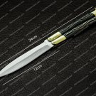 High Carbon Steel Folding Butterfly Razor Sharp Knife with Rose Wood Inserts Leather Sheath