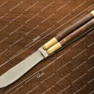 High Carbon Steel Folding Butterfly Knife Brass with Bone Inserts Knives Leather Sheath