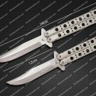 Silver-Spotted 12cm Blade High Carbon Folding Butterfly Knife World Class Knives with Leather Sheath