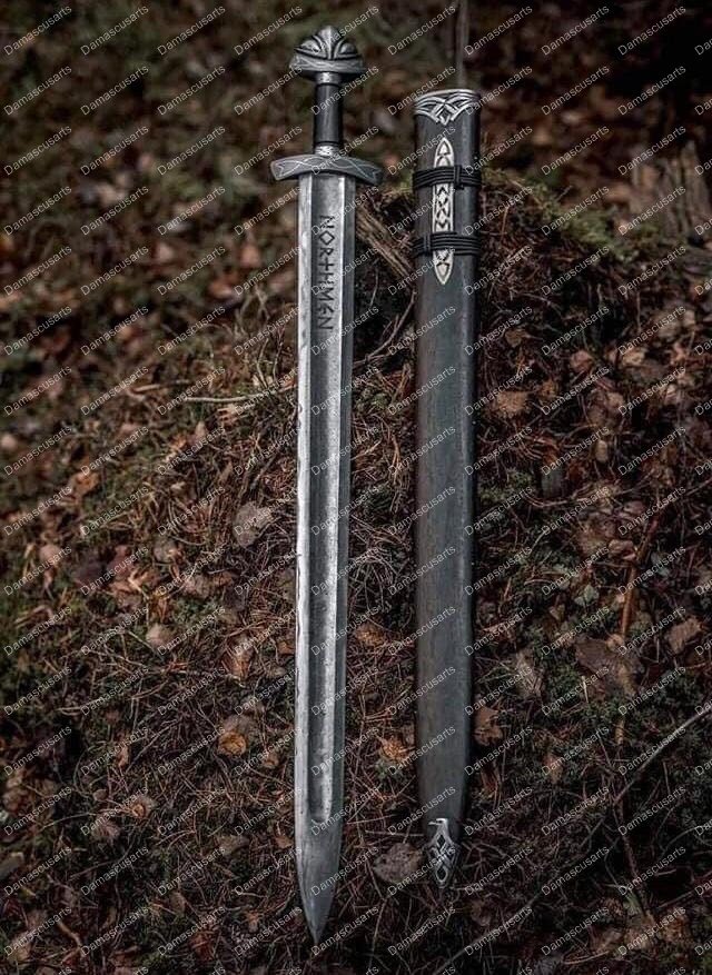 Hand Forged Damascus Steel Viking Sword Sharp Battle Ready Medieval Sword Gift For Him