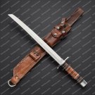 Customize Damascus Pocket Folding Knife, Groomsmen Gifts Anniversary Gift Leather Sheath