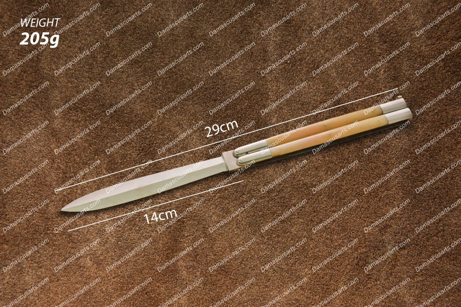 D2 Tool Steel Folding Butterfly Stainless Steel Bone Inserts Knives World Class Knives with Sheath