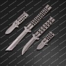 Lots of 4 High Carbon Folding Butterfly Trainer Practice Knife World Class Knives + Leather Sheath