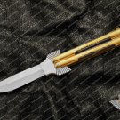 D2 Tool Steel Folding Butterfly Stainless Steel Ebony Wood Inserts World Class Knives with Sheath