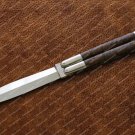 D2 Tool Steel Folding Butterfly Stainless Steel Walnut Burl Wood Inserts World Class Knives + Sheath