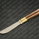 High Carbon Steel Folding Butterfly Brass with Walnut Burl Wood Inserts World Class Knives + Sheath