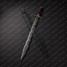 28.5" Custom Forged Damascus steel SWORD Handle with Bull Horn With Leather Sheath