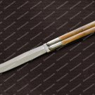 D2 Tool Steel Folding Butterfly Stainless Steel Dye Bone Inserts World Class Knives + Leather Sheath