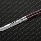 D2 Tool Steel Folding Butterfly Stainless Steel Rose Wood Inserts World Class Knives with Sheath
