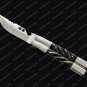 440c Original Folding Butterfly Knife Stainless Steel with Carabao Horn Inserts with Leather Sheath