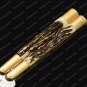 440c Original Folding Butterfly Knife Brass with Philippine Deer Horn Inserts with Leather Sheath
