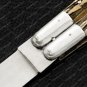 440c Original Folding Butterfly Knife Brass with Deer Horn Inserts with Leather Sheath