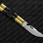 44c Stainless Steel Original Folding Butterfly Knife Brass with Carabao Horn Inserts with Sheath