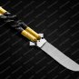 44c Original Folding Butterfly Knife Stainless Steel Brass with Carabao Horn Inserts with Sheath