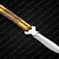 44c Original Folding Butterfly Knife Stainless Steel Brass with Bone Inserts with Sheath