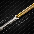 44c Original Folding Butterfly Knife Stainless Steel Brass with Bone Inserts with Sheath