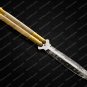 44c Original Folding Butterfly Knife Stainless Steel Brass with Bone Inserts with Sheath