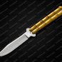 44c Original Folding Butterfly Knife Stainless Steel Brass with Leather Sheath