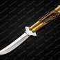 44c Original Folding Butterfly Knife Stainless Steel Brass and Philippine Deer Horn Inserts + Sheath