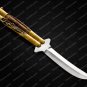 44c Original Folding Butterfly Knife Stainless Steel Brass and Philippine Deer Horn Inserts + Sheath