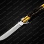 44c Original Folding Butterfly Knife Stainless Steel Brass + Visayan Philippine Deer Horn Inserts