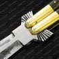 Vg10 Original Folding Butterfly Knife Brass with Carabao Horn Inserts with Sheath