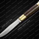 Vg10 Original Folding Butterfly Knife Brass with Kamagong Wood Inserts with Leather Sheath