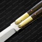 Vg10 Original Folding Butterfly Knife Brass with Kamagong Wood Inserts with Leather Sheath