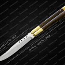 Vg10 Original Folding Butterfly Knife Brass with Kamagong Wood Inserts with Leather Sheath