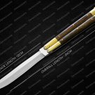 Vg10 Original Folding Butterfly Knife Brass with Kamagong Wood Inserts with Leather Sheath