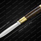 Vg10 Original Folding Butterfly Knife Brass with Kamagong Wood Inserts with Leather Sheath