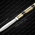 Vg10 Original Folding Butterfly Knife Brass with Bone and Kamagong Wood Inserts with Leather Sheath