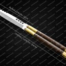 Vg10 Original Folding Butterfly Knife Brass with Kamagong Wood Inserts with Leather Sheath