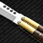 Vg10 Original Folding Butterfly Knife Brass with Kamagong Wood Inserts with Leather Sheath