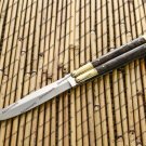Vg10 Original Folding Butterfly Knife Brass with Kamagong Wood Inserts with Leather Sheath