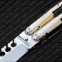 D2 Tool Steel Original Folding Butterfly Knife Brass with Carabao and Deer Horn Inserts with Sheath