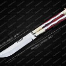D2 Tool Steel Original Folding Butterfly Knife Brass with Stainless Steel and Micarta Inserts +cover