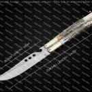 D2 Tool Steel Original Folding Butterfly Knife Brass with Jigged Bone Inserts +cover