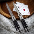 D2 Tool Steel Original Folding Butterfly Knife Stainless Steel, Aluminum with Leather Sheath