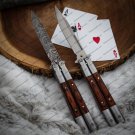 Custom Handmade D2 Tool Steel Original Folding Butterfly Knife Stainless Steel Wood + Leather Sheath